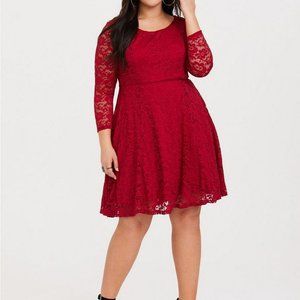 NWT Torrid Red Lace Skater Dress....Size: 14/16, Color: Red